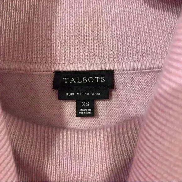 Talbots Mauve Pink Pure Merino Wool Sweater Cowl Neck Turtleneck Size X-Small - Picture 3 of 3